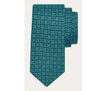 Uomo Cravatta in seta stampa Gancini Verde