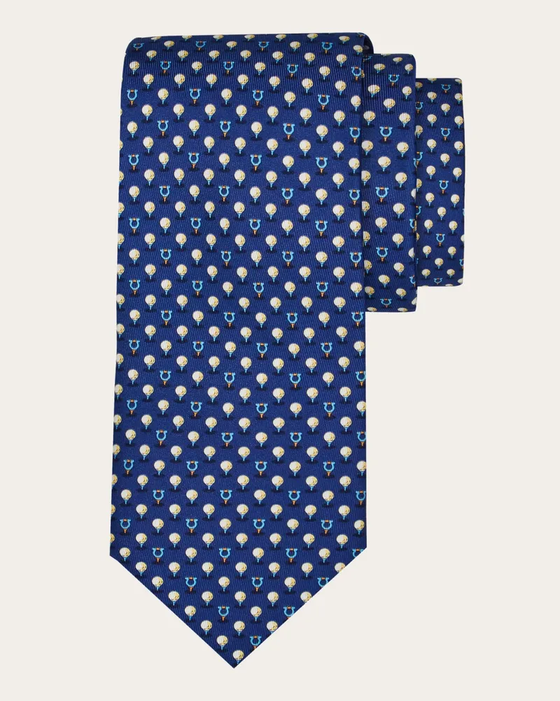 Ferragamo Uomo Cravatta in seta stampa Golf Blu Blu