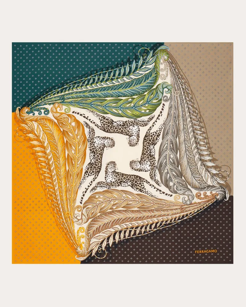Ferragamo Donna Foulard in seta stampa Madras Verde Verde