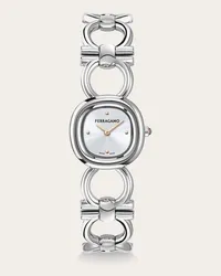 Ferragamo Donna Orologio Double Gancini Bianco Bianco