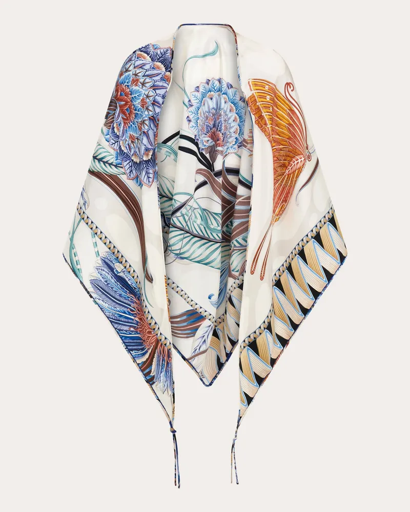 Ferragamo Donna Foulard a triangolo stampa Giada Blu Blu