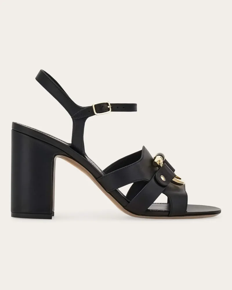 Ferragamo Donna Sandalo ornamento Gancini Nero Nero