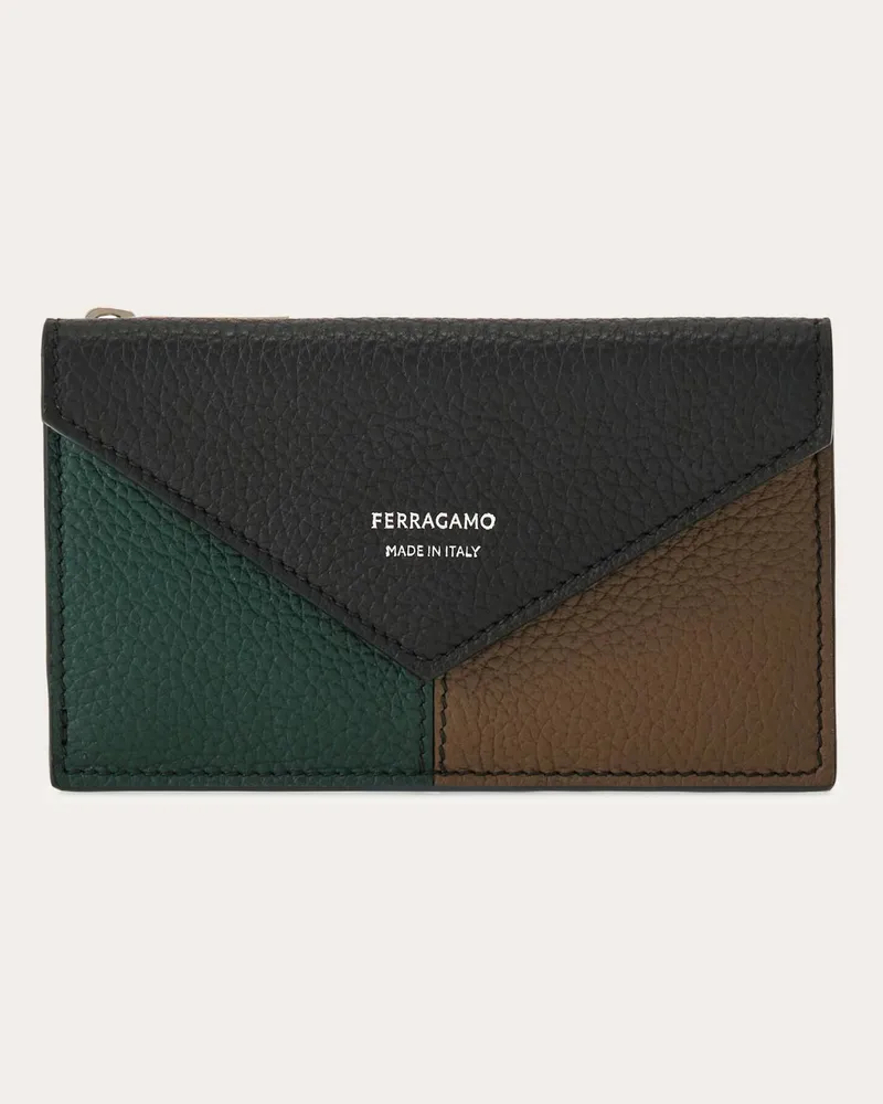 Ferragamo Uomo Porta carte di credito color block Nero Nero