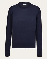 Ferragamo Uomo Maglia girocollo in jersey di lana Blu Blu