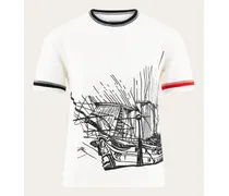 Donna T-shirt con ricamo Veliero Bianco