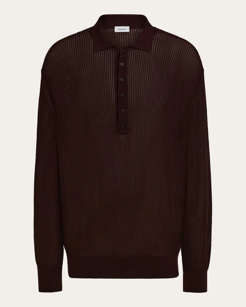 Ferragamo Uomo Polo a manica lunga Marrone Marrone