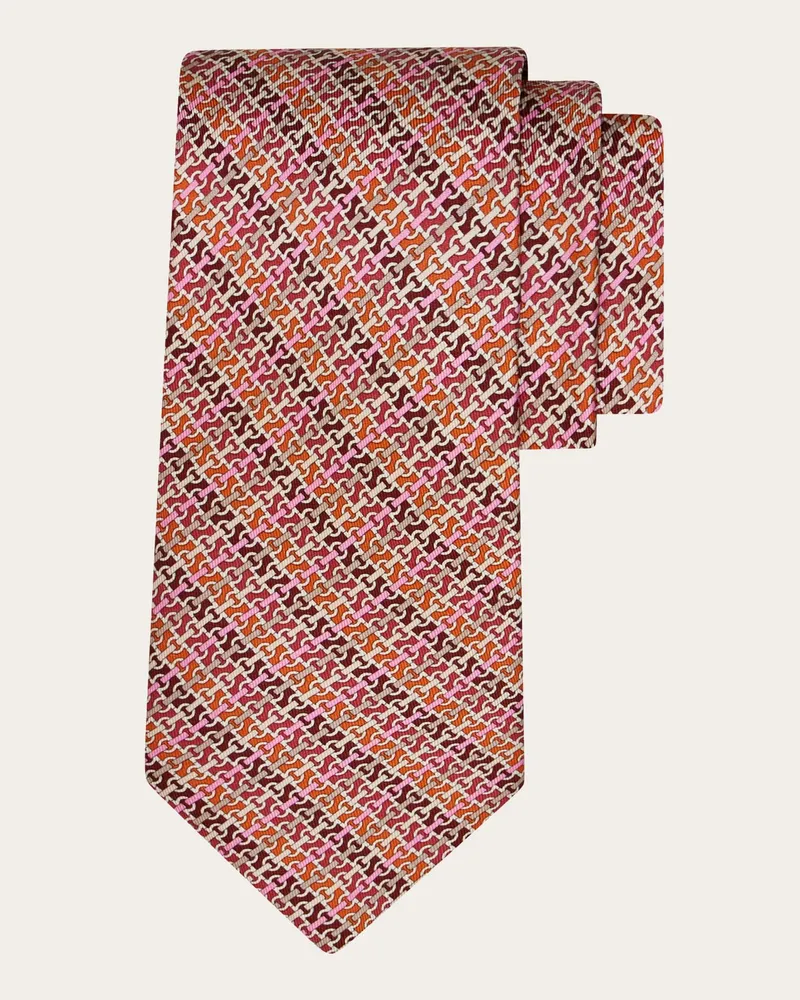 Ferragamo Uomo Cravatta in seta stampa Gancini chain Grigio Grigio