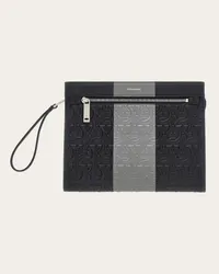 Ferragamo Uomo Clutch con goffratura Gancini Nero Nero