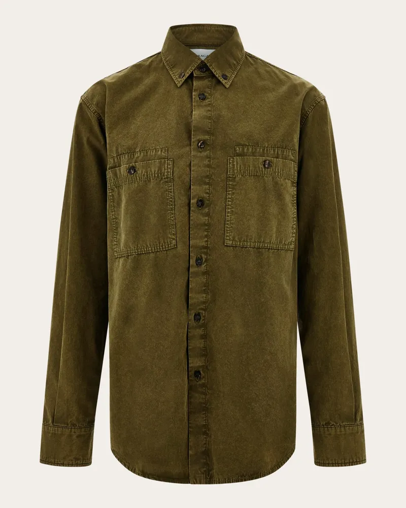 Ferragamo Uomo Camicia work botton down Verde Verde
