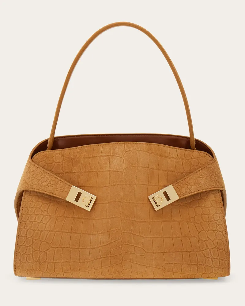 Ferragamo Donna Borsa a spalla Hug soft (M) Marrone Marrone