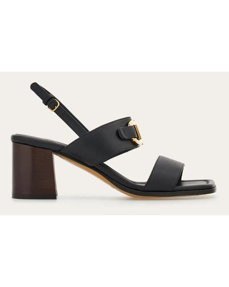 Ferragamo Donna Sandalo ornamento Gancini Nero Nero