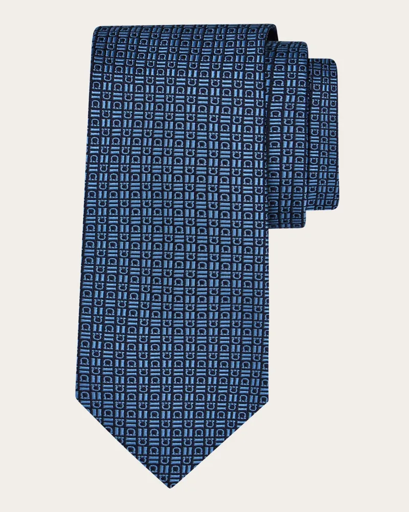 Ferragamo Uomo Cravatta jacquard Gancini grafico Blu Blu