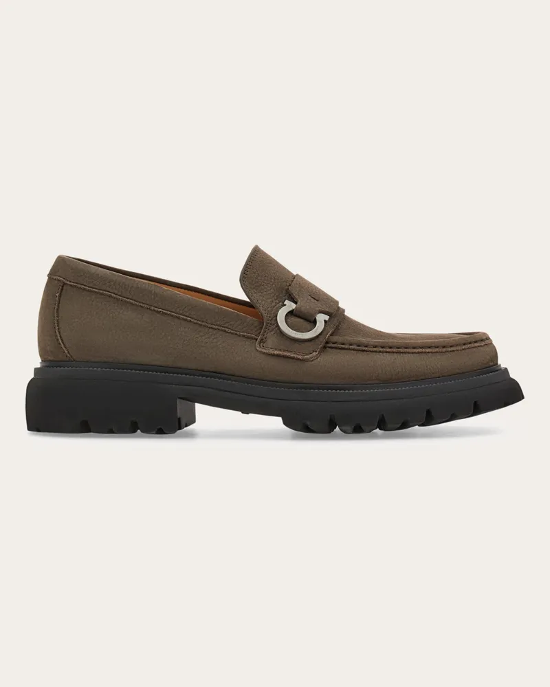 Ferragamo Uomo Mocassino ornamento Gancini Grigio Grigio