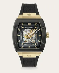 Ferragamo Uomo Orologio F-80 Tonneau Skeleton Nero Nero