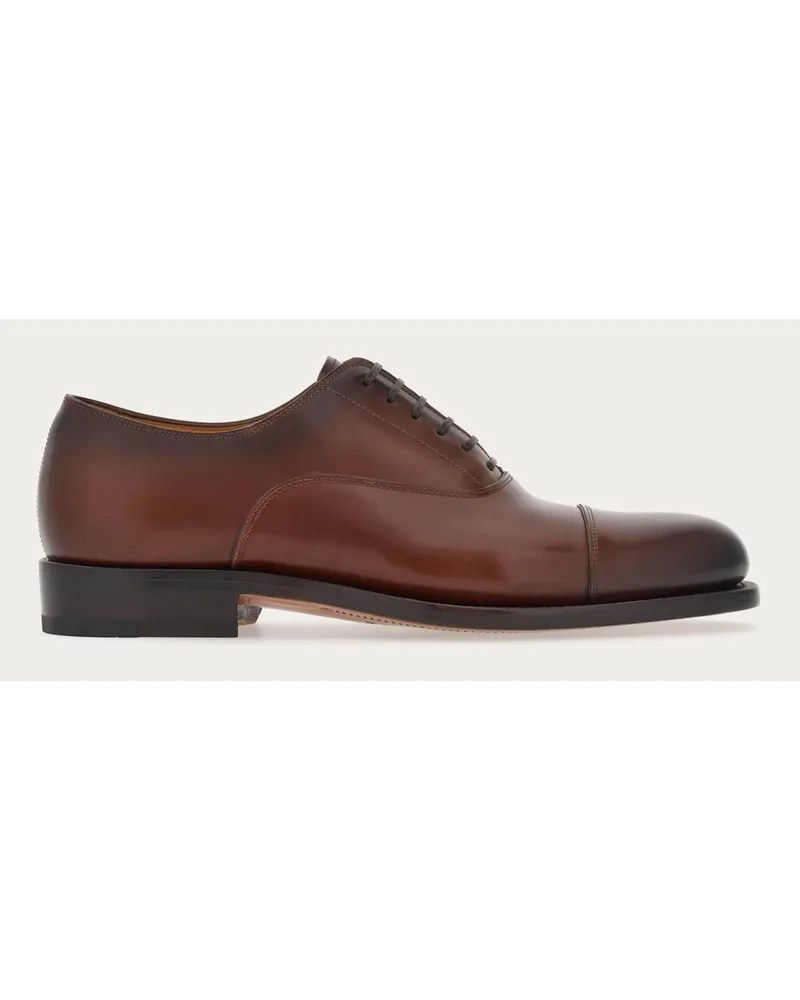 Ferragamo Uomo Oxford Tramezza con toe cap Marrone Marrone