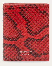 Ferragamo Uomo Porta carte di credito in pitone Rosso Rosso