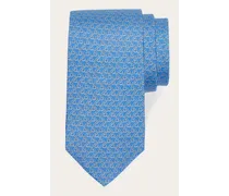 Uomo Cravatta in seta stampa Spilla Blu