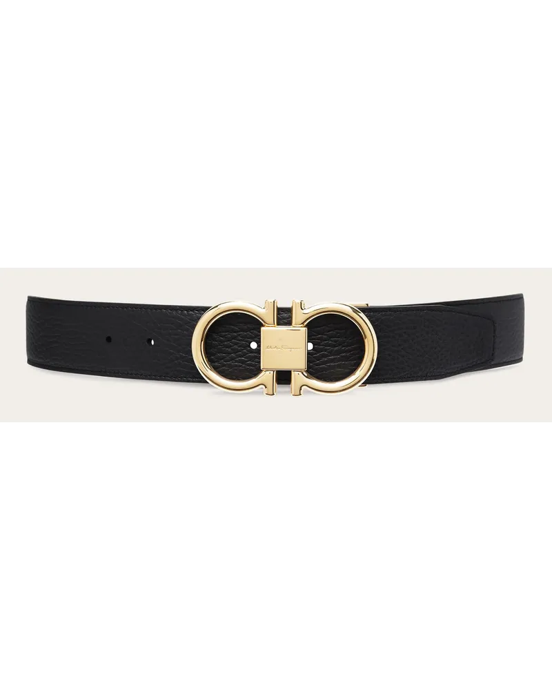 Ferragamo Uomo Cintura reversibile e regolabile Gancini Nero Nero