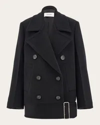 Ferragamo Donna Peacoat in misto cashmere double Nero Nero