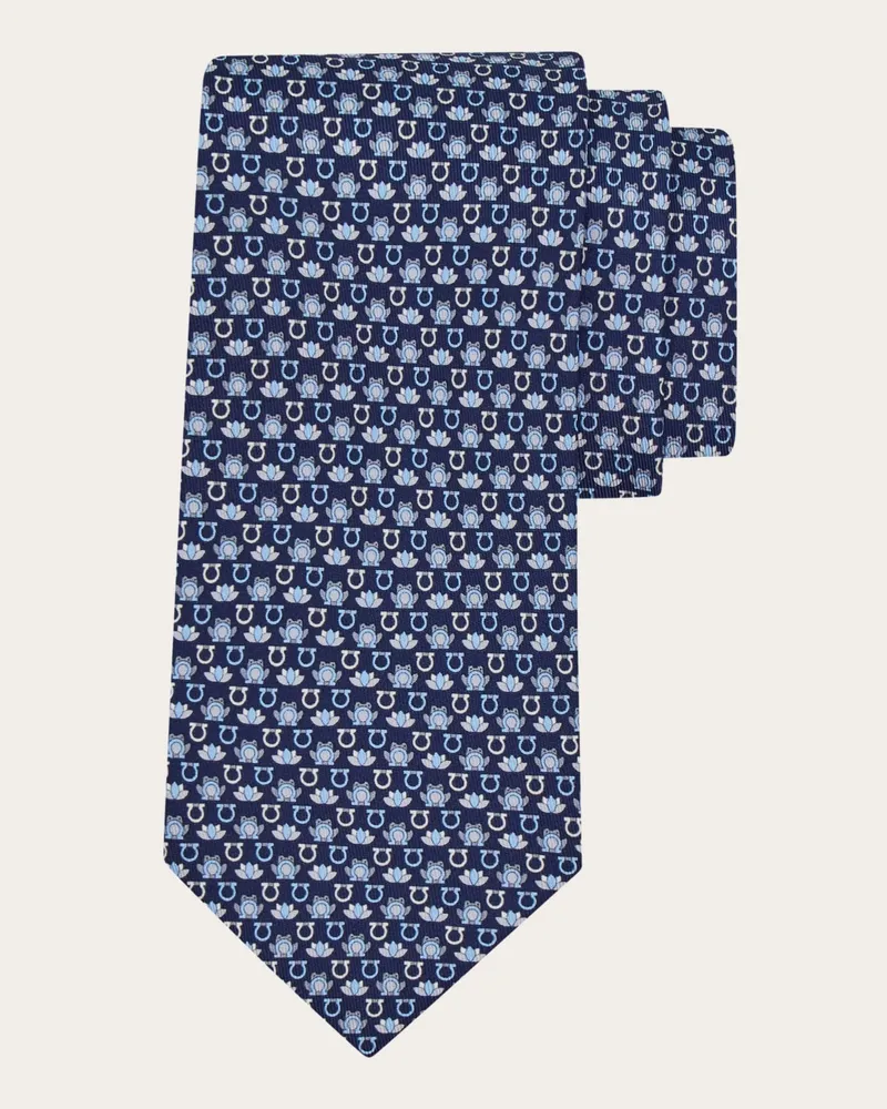 Ferragamo Uomo Cravatta in seta stampa Ranocchio Blu Blu