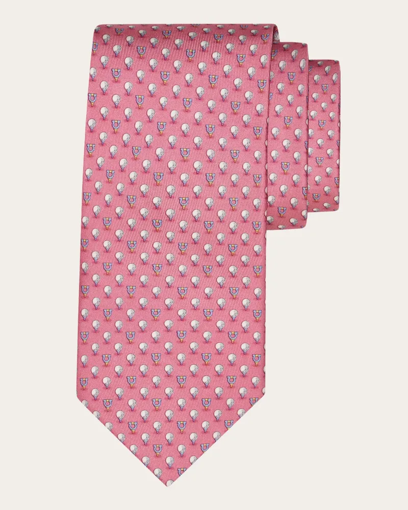 Ferragamo Uomo Cravatta in seta stampa Golf Rosa Rosa