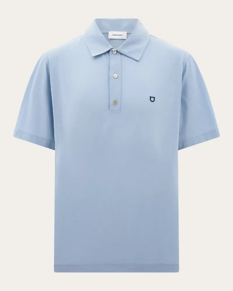 Ferragamo Uomo Polo a manica corta in jersey Blu Blu