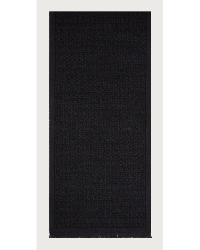 Ferragamo Donna Sciarpa in lana Gancini Nero Nero