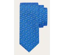 Uomo Cravatta in seta stampa Coccodrilli Blu