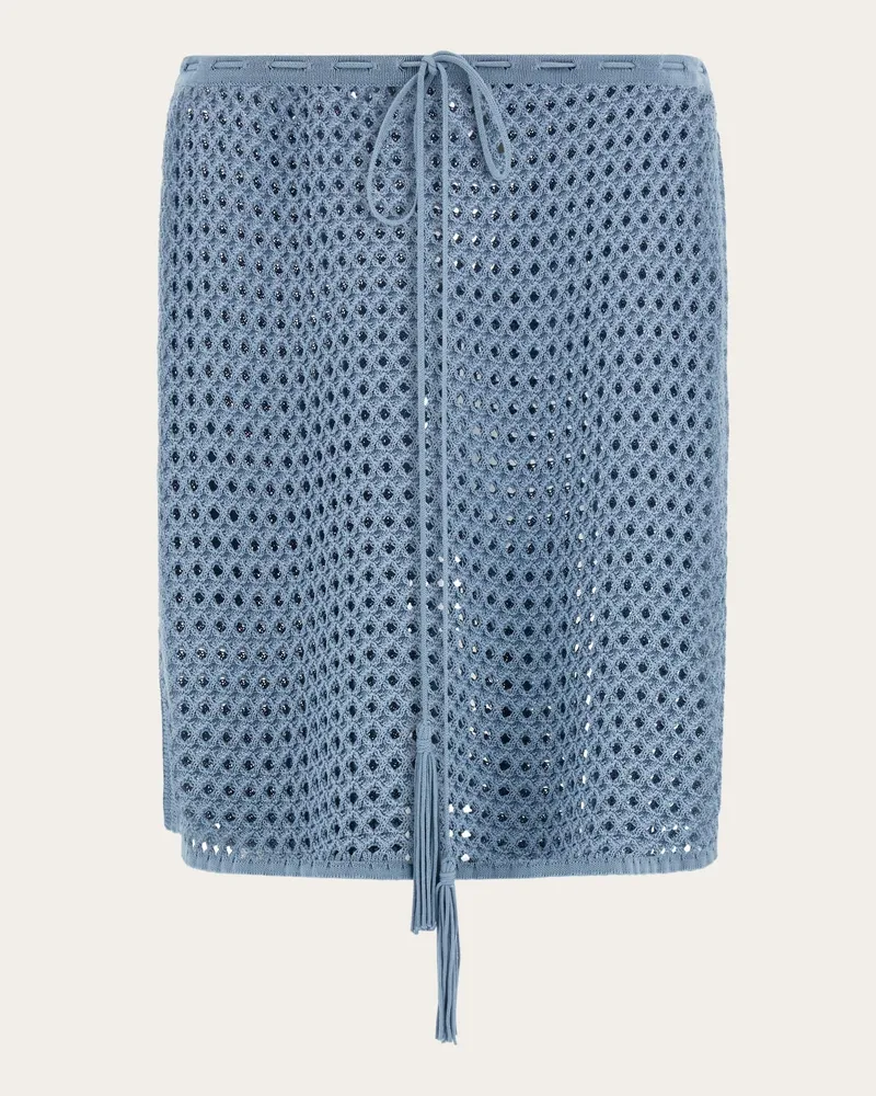 Ferragamo Donna Gonna corta in maglia traforata Blu Blu