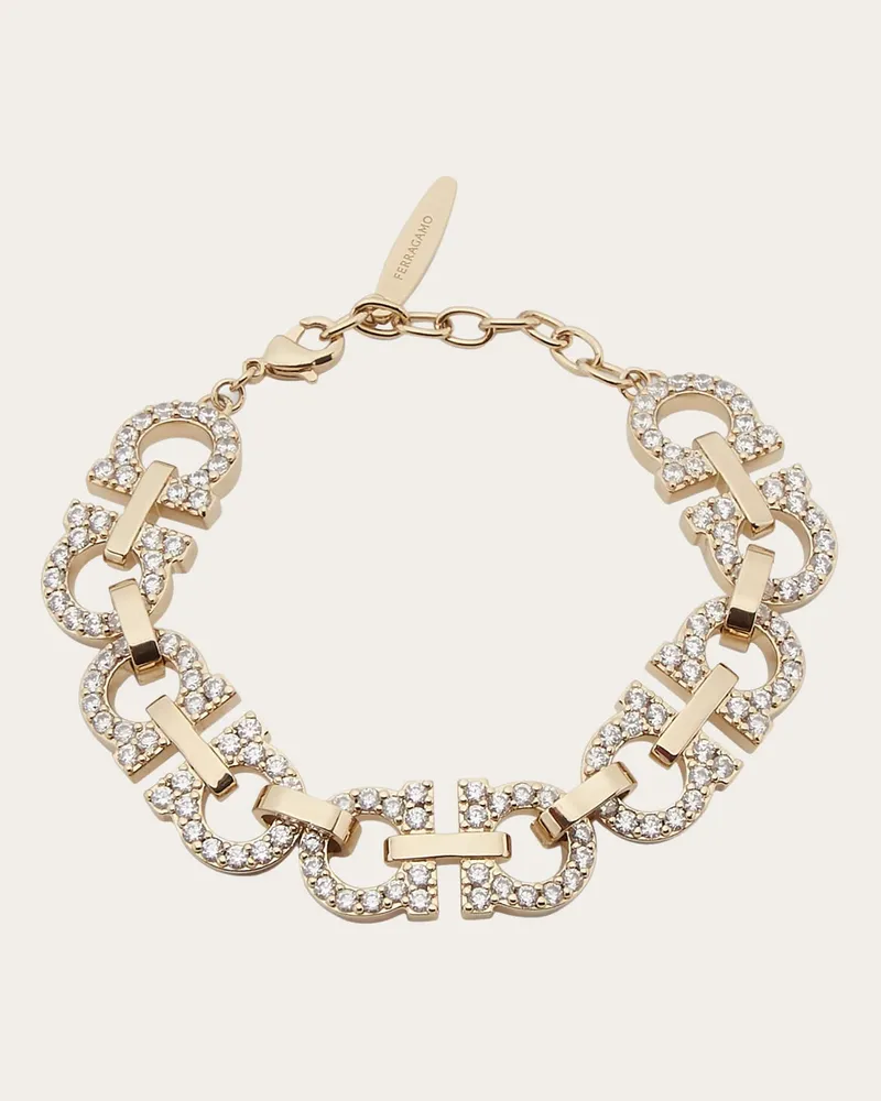Ferragamo Donna Bracciale Gancini con cristalli Oro Oro