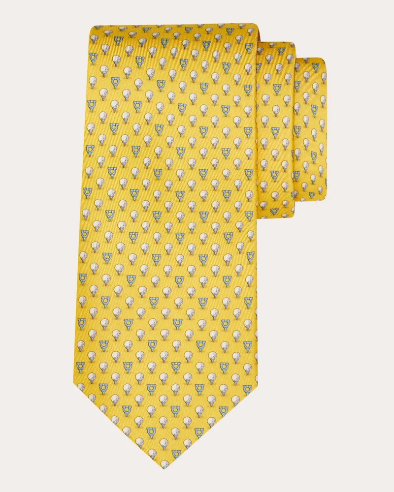 Ferragamo Uomo Cravatta in seta stampa Golf Giallo Giallo