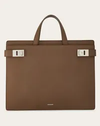 Ferragamo Uomo Borsa business con fibbie Gancini Beige Beige