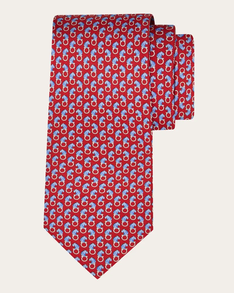 Ferragamo Uomo Cravatta in seta stampa Felino Rosso Rosso