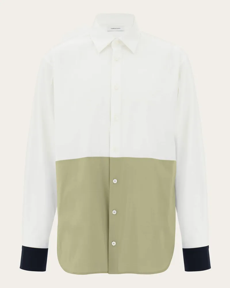 Ferragamo Uomo Camicia color block Bianco Bianco