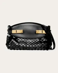 Ferragamo Donna Borsa a tracolla Hug con paillettes (S) Nero Nero