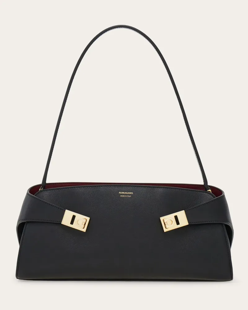 Ferragamo Donna Borsa a spalla Hug East-West Nero Nero