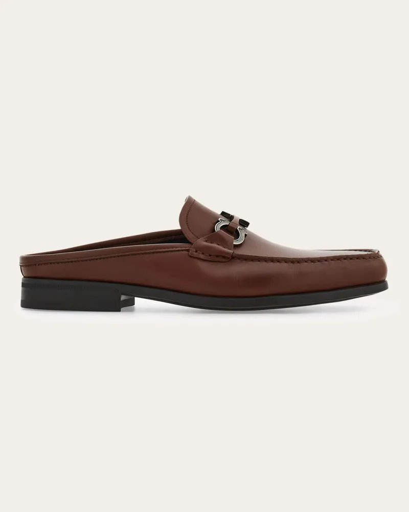 Ferragamo Uomo Mule ornamento Gancini Marrone Marrone