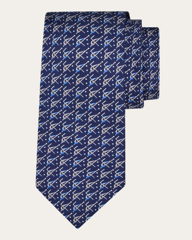 Ferragamo Uomo Cravatta in seta stampa Sport Blu Blu
