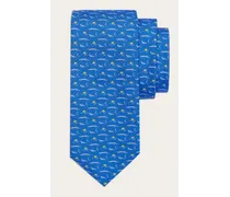 Uomo Cravatta in seta stampa Coccodrilli Blu Marine