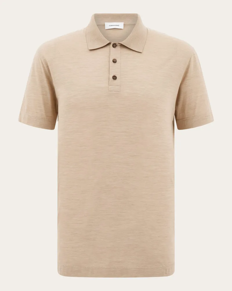 Ferragamo Uomo Polo in pura seta Beige Beige