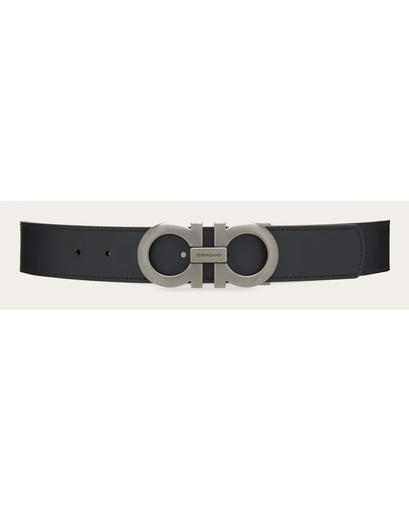 Ferragamo Uomo Cintura reversibile e regolabile Gancini Nero Nero