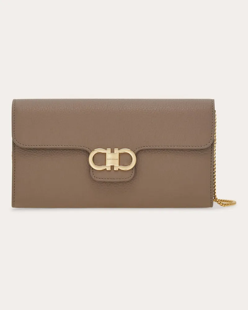 Ferragamo Donna Portafoglio Gancini con tracolla Beige Beige