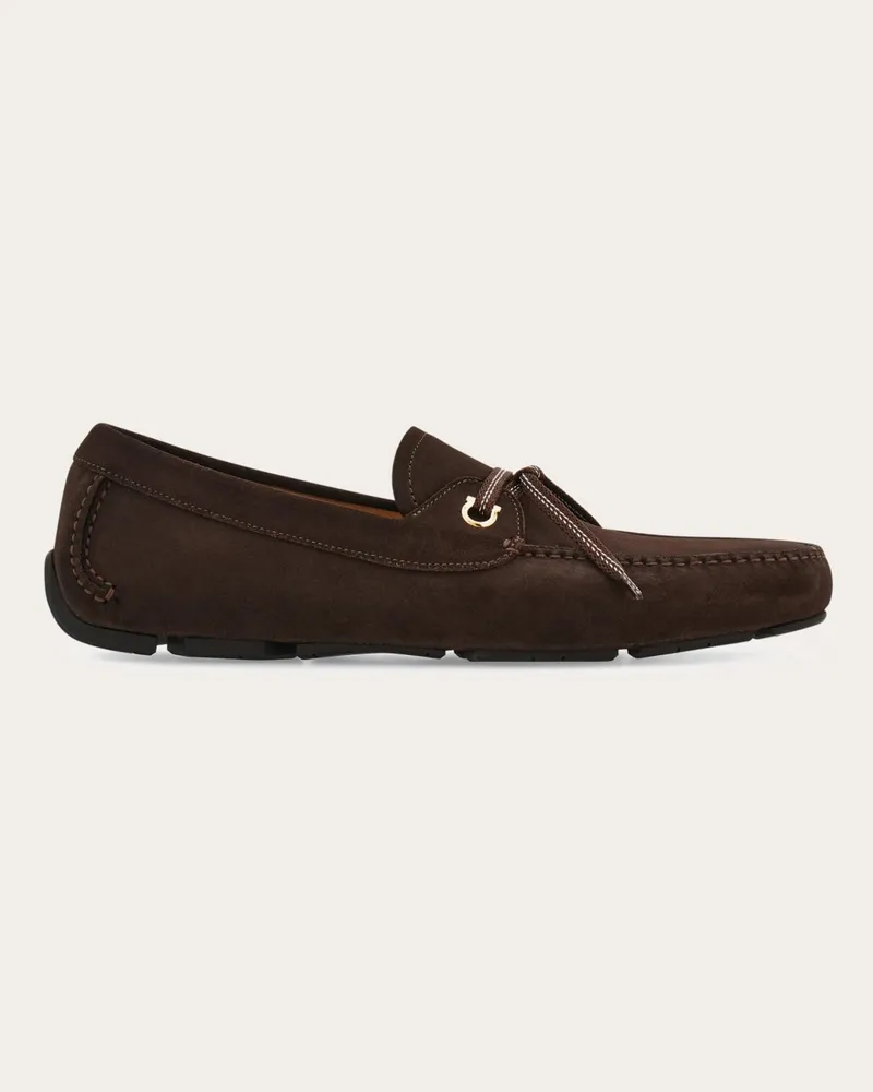 Ferragamo Uomo Driver con stringa Marrone Marrone