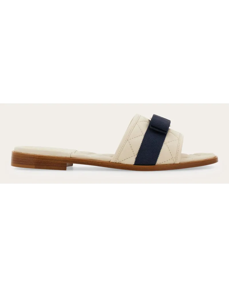 Ferragamo Donna Slide trapuntata fiocco Vara Bianco Bianco