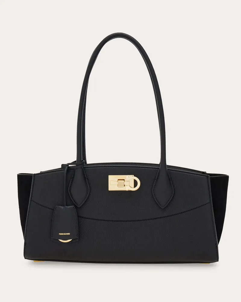 Ferragamo Donna New Ferragamo Studio soft bag East West (M) Nero Nero