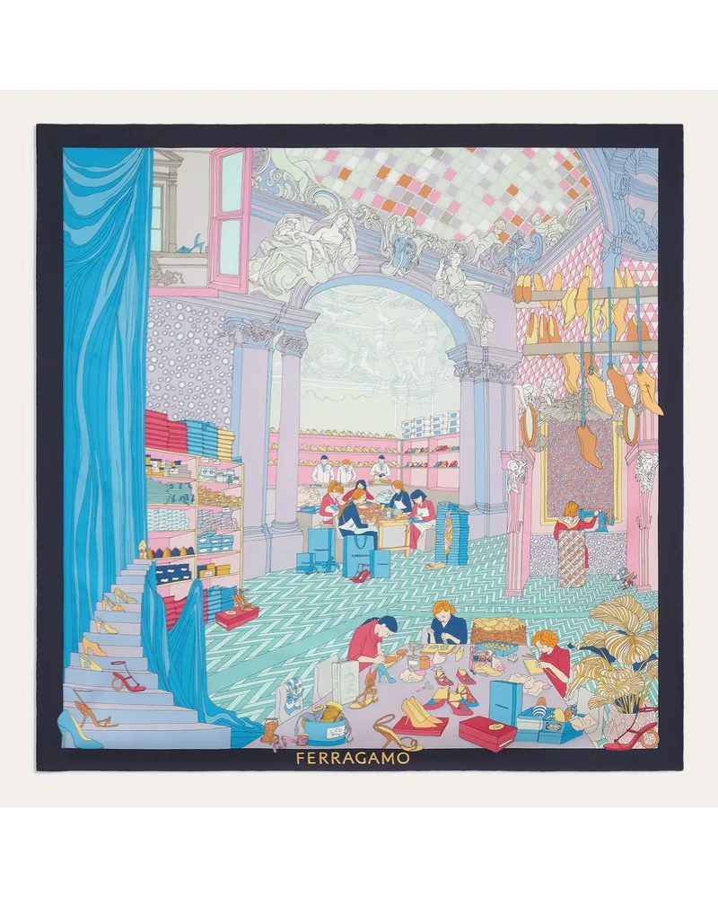 Ferragamo Donna Foulard in seta stampa Atelier Blu Blu