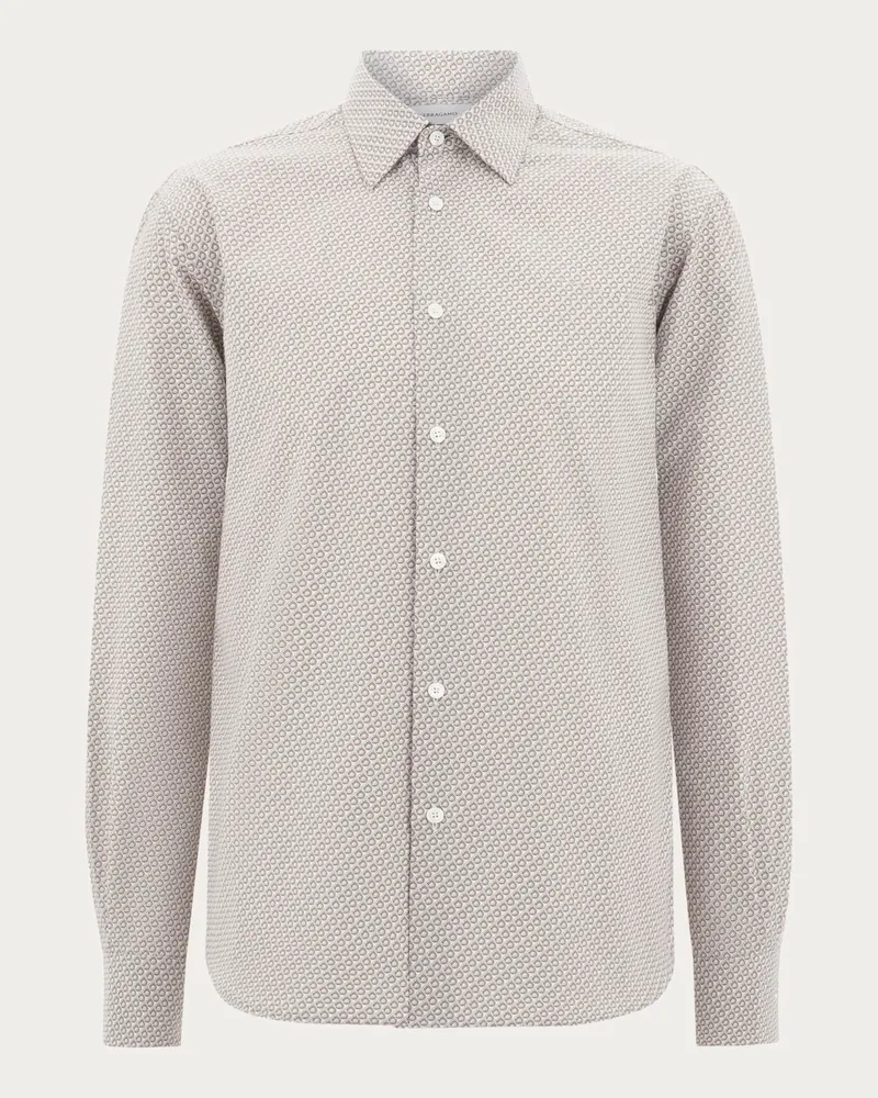 Ferragamo Uomo Camicia Ferragamo Monogram Bianco Bianco