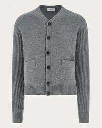 Ferragamo Uomo Cardigan con maniche a coste Grigio Grigio