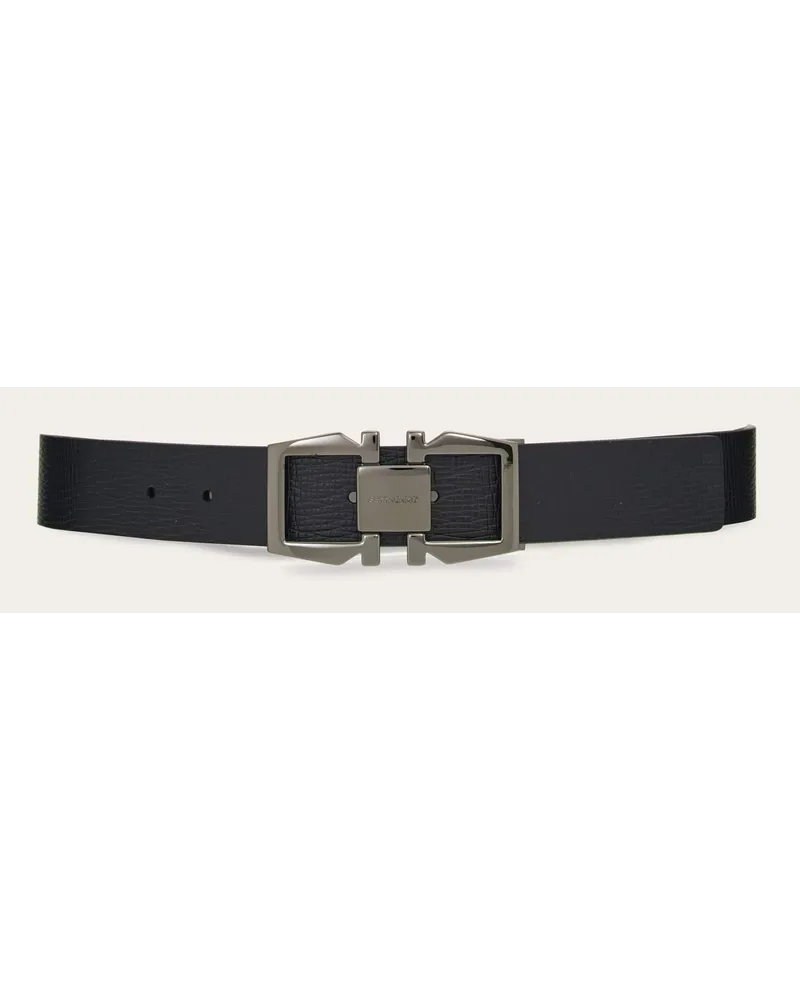 Ferragamo Uomo Cintura reversibile e regolabile Gancini Nero Nero