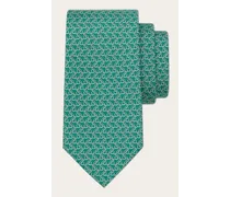 Uomo Cravatta in seta stampa Spilla Verde